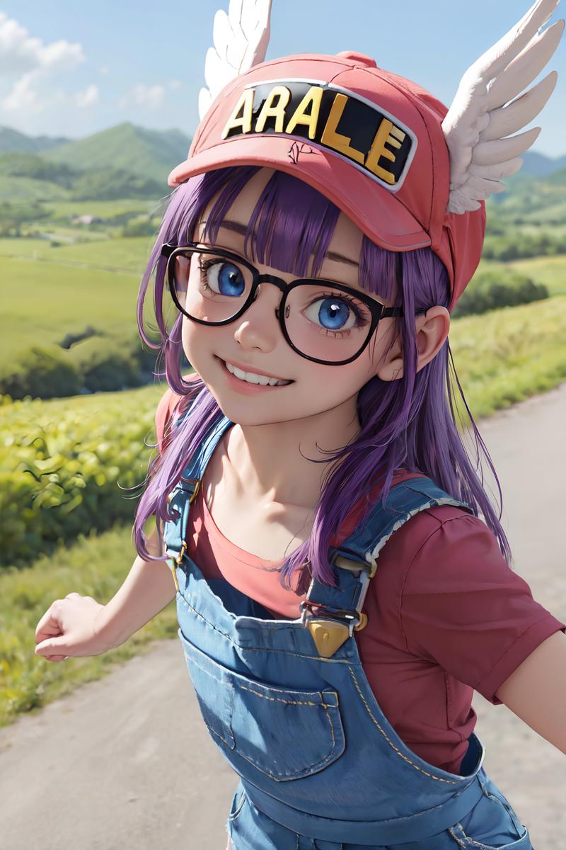 00144-3780731181-(masterpiece, best quality;1.3), ultra detailed, 1girl, solo, arale, glasses, blue eyes, long hair,purple hair, short sleeves, w.png